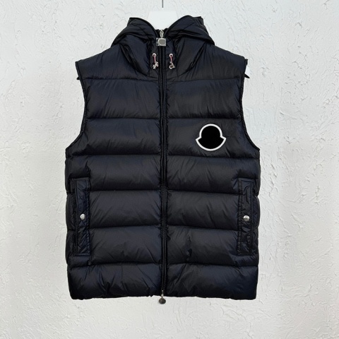 Męski/Unisex bezrękawnik puchowy, lekki, z kapturem, kamizelka Moncler