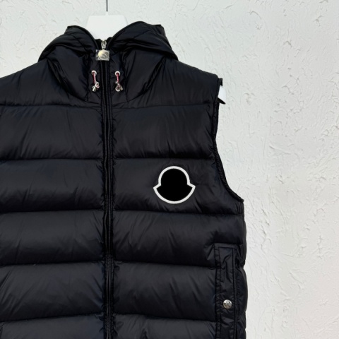 Męski/Unisex bezrękawnik puchowy, lekki, z kapturem, kamizelka Moncler