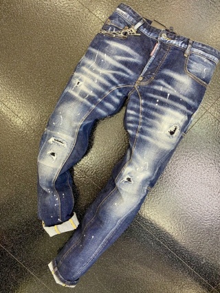 Spodnie męskie Dsquared slim fit ciemno niebieskie