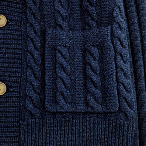 Sweter kardigan Ralph Lauren Deep Navy 100% wełna