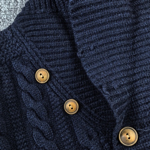 Sweter kardigan Ralph Lauren Deep Navy 100% wełna