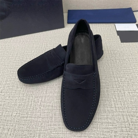 Buty granatowe mokasyny Loafersy Prada